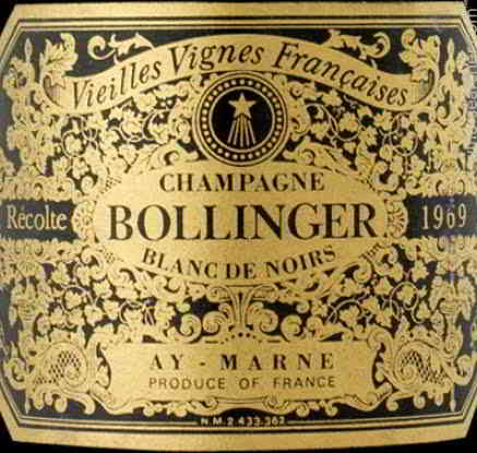 Champagne Bollinger etiquette