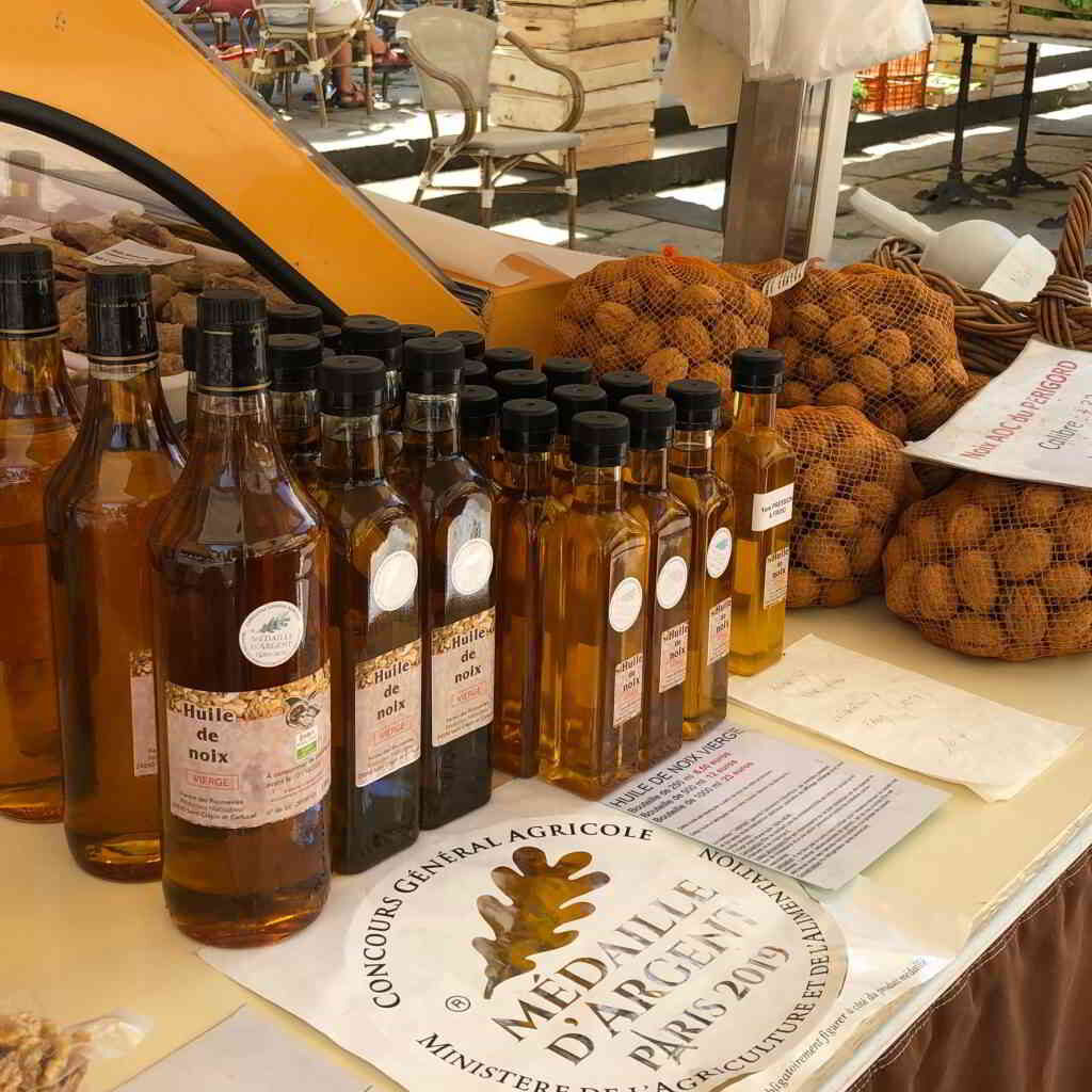 Nut oil in a Périgord market