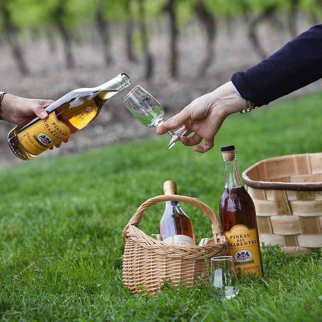 Pineau des Charentes tasting during a pic-nic ©Cognac Guillon Painturaud