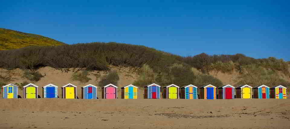 Colorful beach huts in Deauville